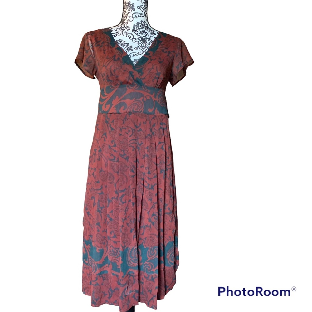 Cote Femme Black & Red Midi Paisley Dress Size 4